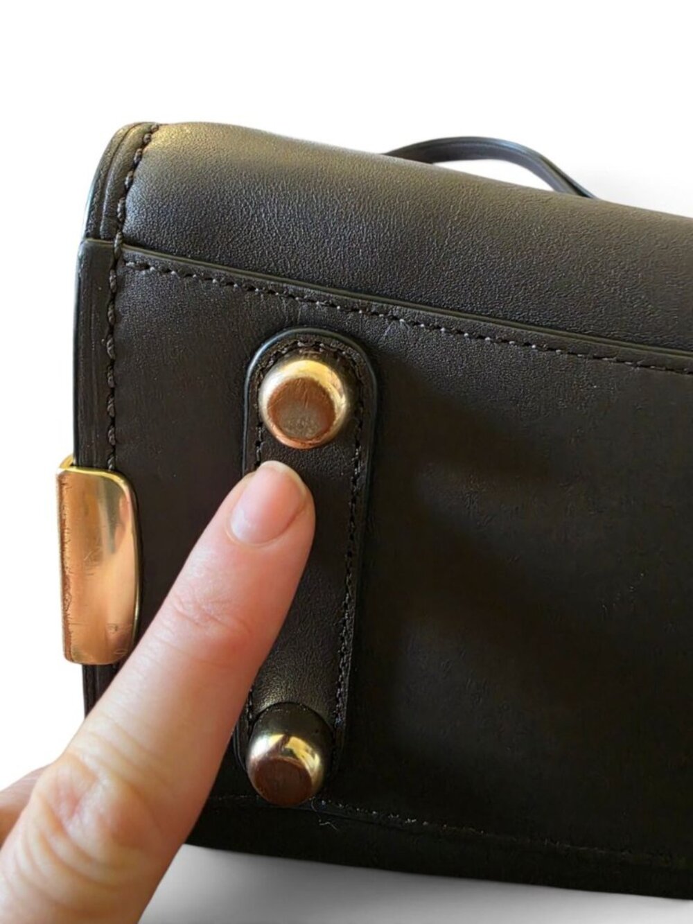 Coach Swagger 27 Gray Brown Glovetanned Leather Gold Satchel 12111 Authentic - Picture 15 of 16